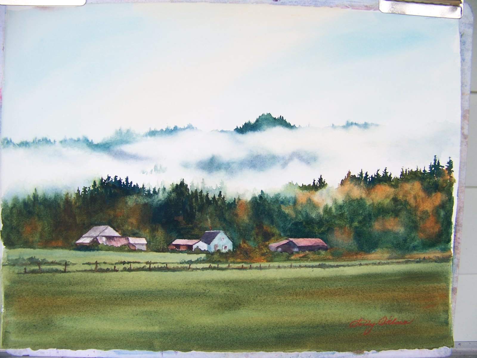 Photograph of one of Sally Ohlsen's watercolor paintings
